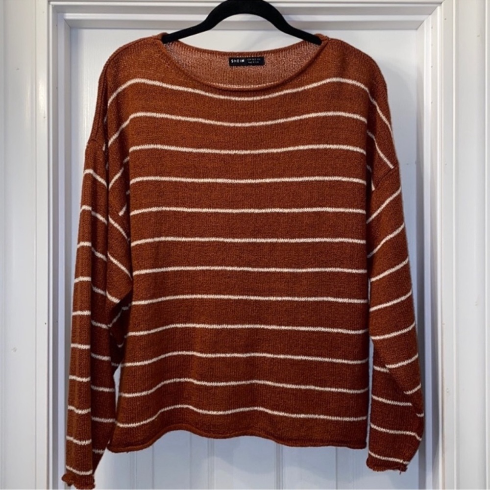 SHEIN Scoop-Neck Drop Shoulders Loose-knit Sweater
